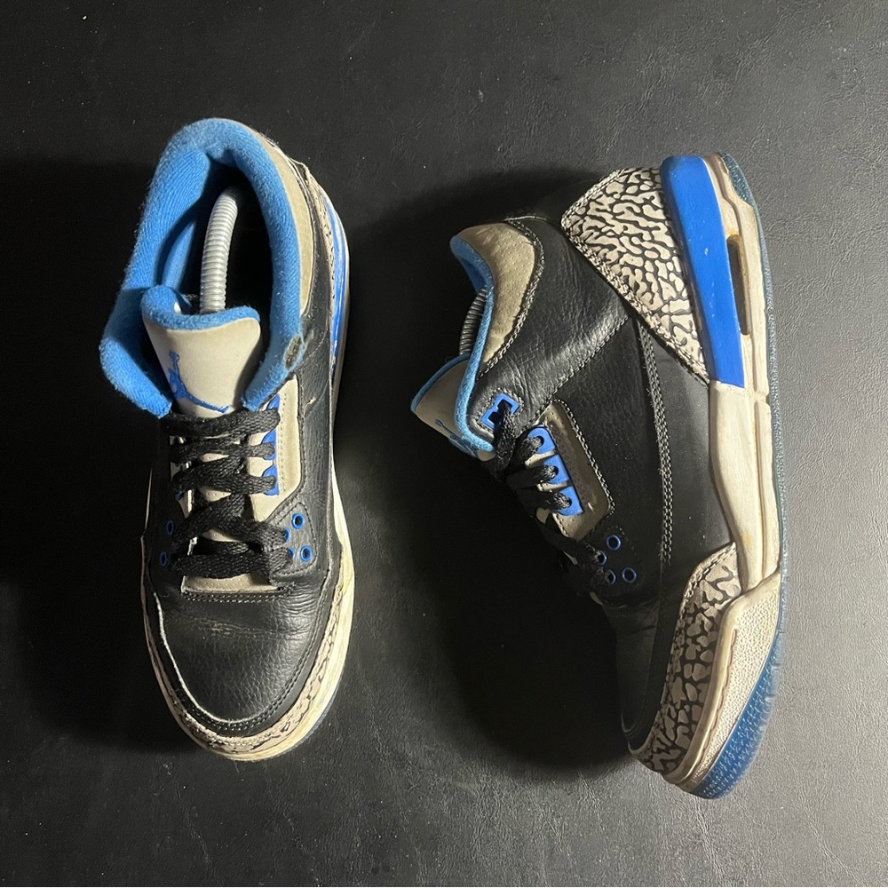 Nike Air Jordan 3 III Retro Sport Blue GS BG Shoes 7Y Black 398614-007